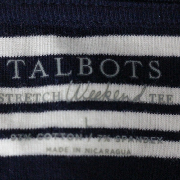 TALBOTS Navy & White Nautical-Inspired Striped Top - Picture 7 of 7